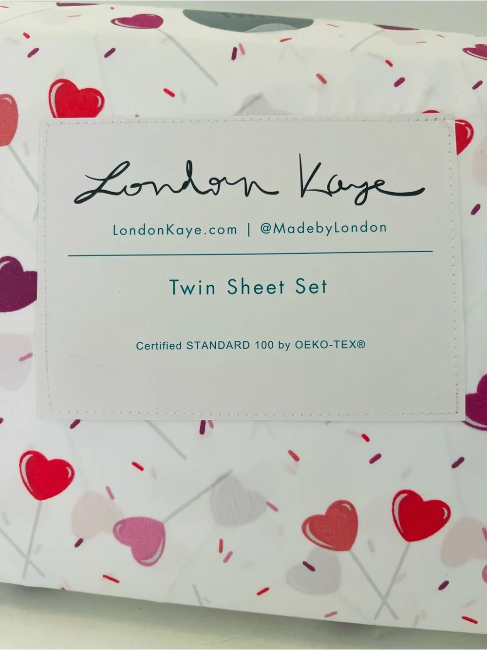 London Kaye & Oh Cupid Lot of 2 Twin Size Heart Valentine Sheet Sets Pink White